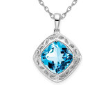 4.25 Carat (ctw) Swiss Blue Topaz Pendant Necklace in Sterling Silver